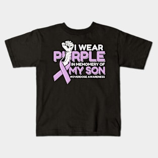 Purple In Memory Of My Son Overdose Kids T-Shirt